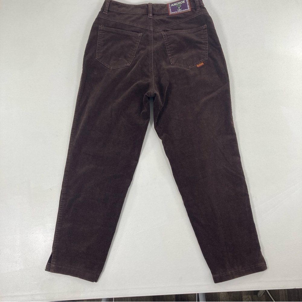 Y2K Anchor Blue Corduroy Pants Womens L Brown Straight Leg High Rise Vintage - Picture 2 of 16